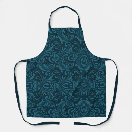 Dark teal floral damask pattern schürze (Vorderseite)