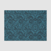 Dark teal floral damask pattern seidenpapier (Vorderseite)