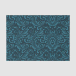 Dark teal floral damask pattern seidenpapier