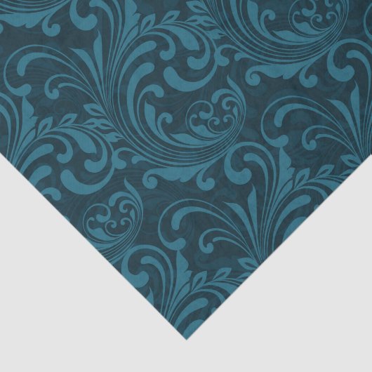 Dark teal floral damask pattern seidenpapier (Ausschnitt)