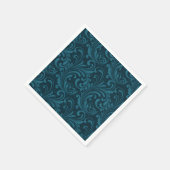 Dark teal floral damask pattern serviette (Ecke)