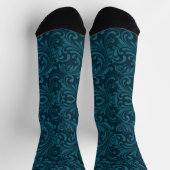 Dark teal floral damask pattern socken (Oben)