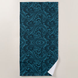 Dark teal floral damask pattern strandtuch