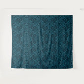 Dark teal floral damask pattern wandteppich (Vorderseite (Horizontal))