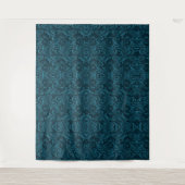 Dark teal floral damask pattern wandteppich (Vorderseite)