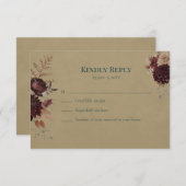Dark Teal Floral Gothic RSVP Card (Vorne/Hinten)