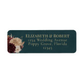 Dark Teal Floral Gothic Wedding Address Label (Vorne)