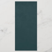 Dark Teal Floral Gothic Wedding Menu Menükarte (Rückseite)