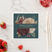 Dark Teal Floral Gothic Wedding Napkins Serviette (Beispiel)