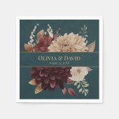 Dark Teal Floral Gothic Wedding Napkins Serviette (Vorderseite)