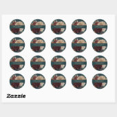 Dark Teal Floral Gothic Wedding Round Sticker (Blatt)