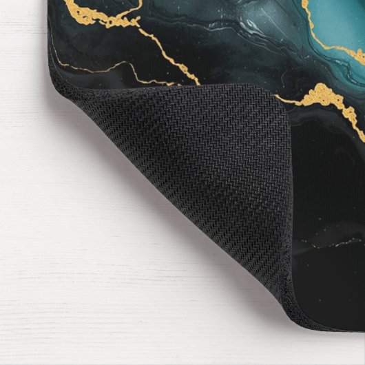 Dark Teal & Gold Marble Statement Mousepad (Ecke)