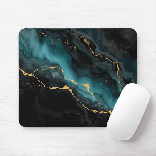 Dark Teal & Gold Marble Statement Mousepad (Mit Mouse)