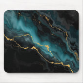 Dark Teal & Gold Marble Statement Mousepad (Vorne)