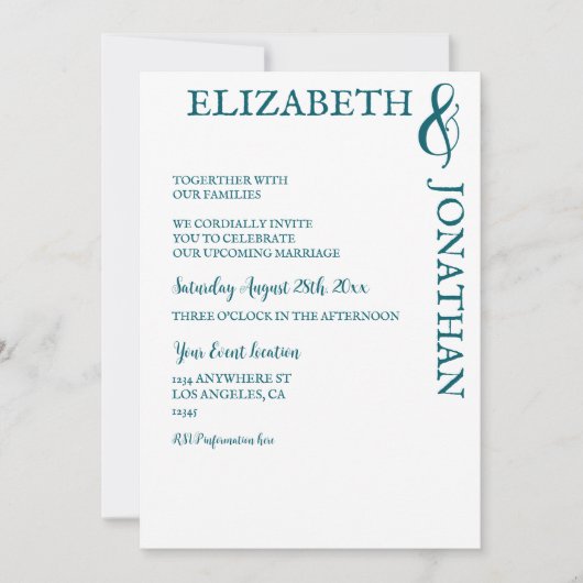 Dark Teal Modern Typography Couples Shower Einladung (Vorderseite)