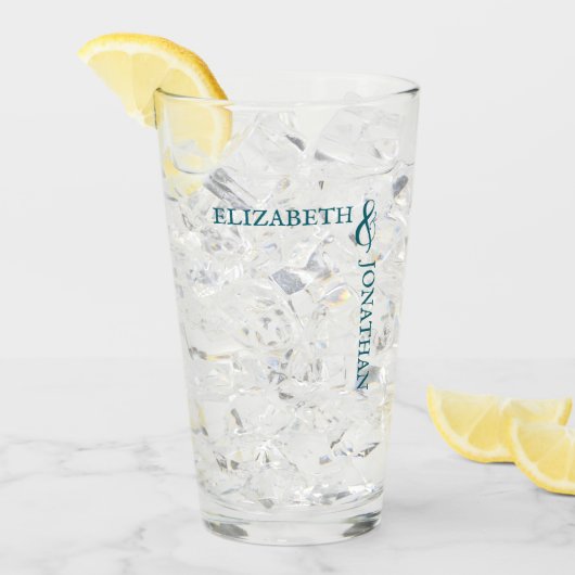 Dark Teal Modern Typography Wedding Glas (Vorderseite Ice)