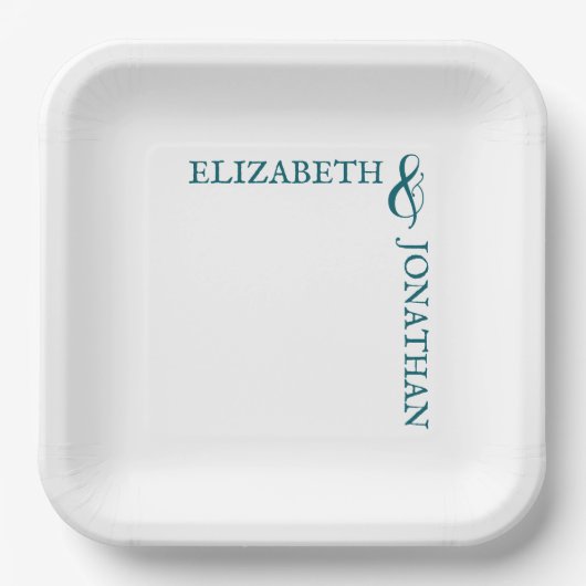 Dark Teal Modern Typography Wedding Pappteller (Vorderseite)