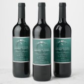 Dark Teal Product Label with Silver Frame Monogram Weinetikett (Flaschen)