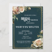 Dark Teal Rustic Rose Bridal Shower Invitation Einladung (Vorderseite)
