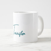 Dark Teal Trend Modern Minimalist Handwriting Name Jumbo-Tasse (Vorderseite Rechts)