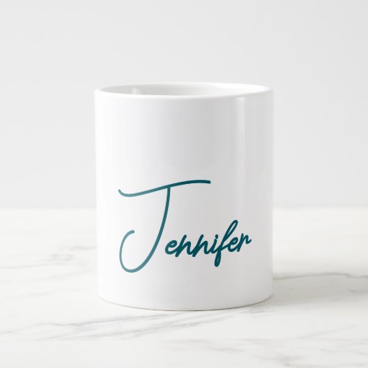 Dark Teal Trend Modern Minimalist Handwriting Name Jumbo-Tasse (Vorderseite)