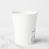 Dark Teal Trend Modern Minimalist Handwriting Name Pappbecher (Rechts)