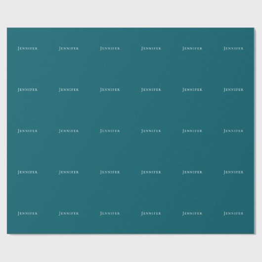 Dark Teal Trendy Modern Minimalist Your Name Geschenkpapier (Flach)