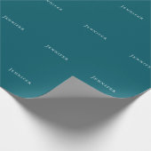 Dark Teal Trendy Modern Minimalist Your Name Geschenkpapier (Ecke)