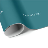 Dark Teal Trendy Modern Minimalist Your Name Geschenkpapier (Rolleneckpunkt)
