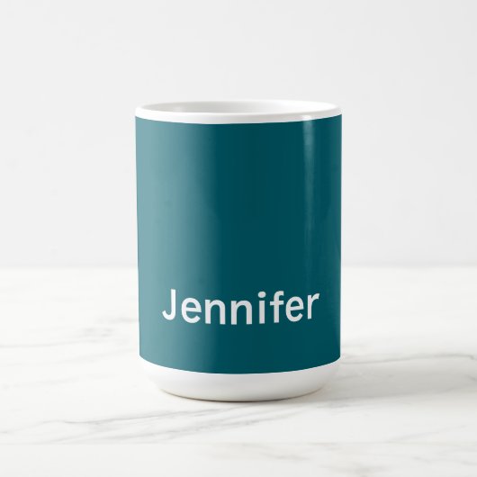 Dark Teal Trendy Modern Minimalist Your Name Kaffeetasse (Mittel)