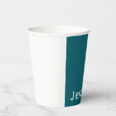 Dark Teal Trendy Modern Minimalist Your Name Pappbecher (Rechts)