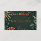 Dark Teal Tropical Elegant Wellness Business Card Visitenkarte (Vorderseite)