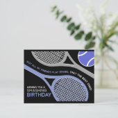 Dark Tennis 🎾 Happy Birthday Postcard Postkarte (Stehend Vorderseite)