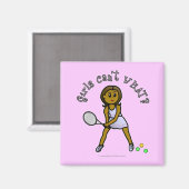 Dark Tennis Player Girl Magnet (Vorderseite/Rückseite)