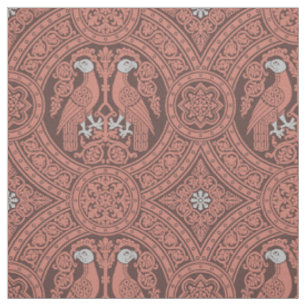 Dark Terra Cotta Byzantine Birds Stoff