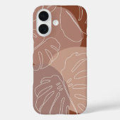 Dark Terracotta Boho Tropical Monstera Leaf Case-Mate iPhone Hülle (Rückseite)