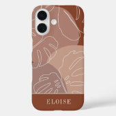 Dark Terracotta Boho Tropical Monstera Leaf Case-Mate iPhone Hülle (Rückseite)
