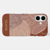 Dark Terracotta Boho Tropical Monstera Leaf Case-Mate iPhone Hülle (Rückseite (Horizontal))