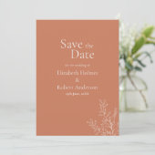 Dark Terracotta Botanical Save the Date Einladung (Stehend Vorderseite)