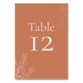 Dark Terracotta Botanical Table Number Tischnummer (Rückseite)