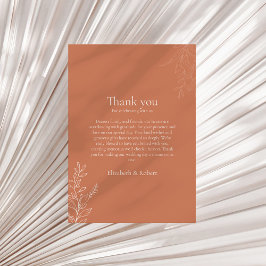 Dark Terracotta Botanical Thank You Card Dankeskarte