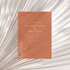 Dark Terracotta Botanical Wedding Invitation Einladung