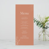 Dark Terracotta Botanical Wedding Menu Menükarte (Stehend Vorderseite)