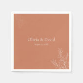 Dark Terracotta Botanical Wedding Napkin Serviette (Vorderseite)