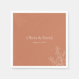 Dark Terracotta Botanical Wedding Napkin Serviette