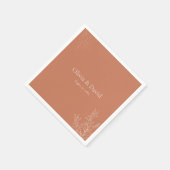 Dark Terracotta Botanical Wedding Napkin Serviette (Ecke)