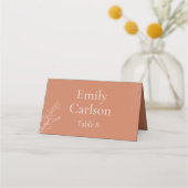 Dark Terracotta Botanical Wedding Place Card Platzkarte (Vorderseite)