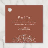 Dark Terracotta Rust Floral Wedding Vielen Dank Geschenkanhänger (Vorderseite)