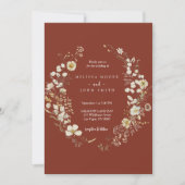 Dark Terracotta Rustic Boho Wildblume Wedding Einladung (Vorderseite)