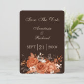 Dark Terracotta und Burnt Orange Wedding Save The Date (Stehend Vorderseite)
